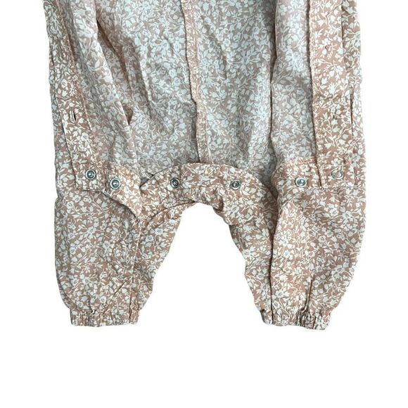 H&M Baby Girl Floral Print Sleeveless Cotton Romper White & Tan Size 3M - Picture 4 of 9